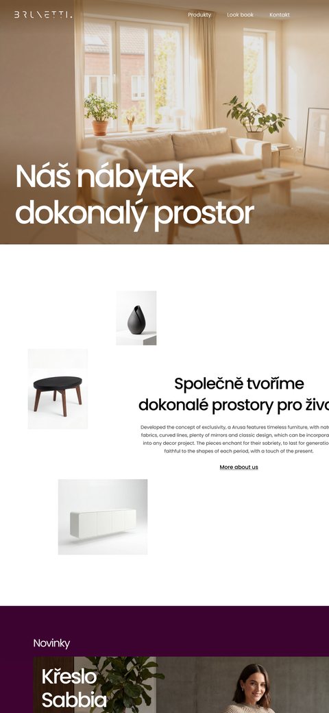 Ukázka mobilní podoby webu BRUNETTI v telefonu