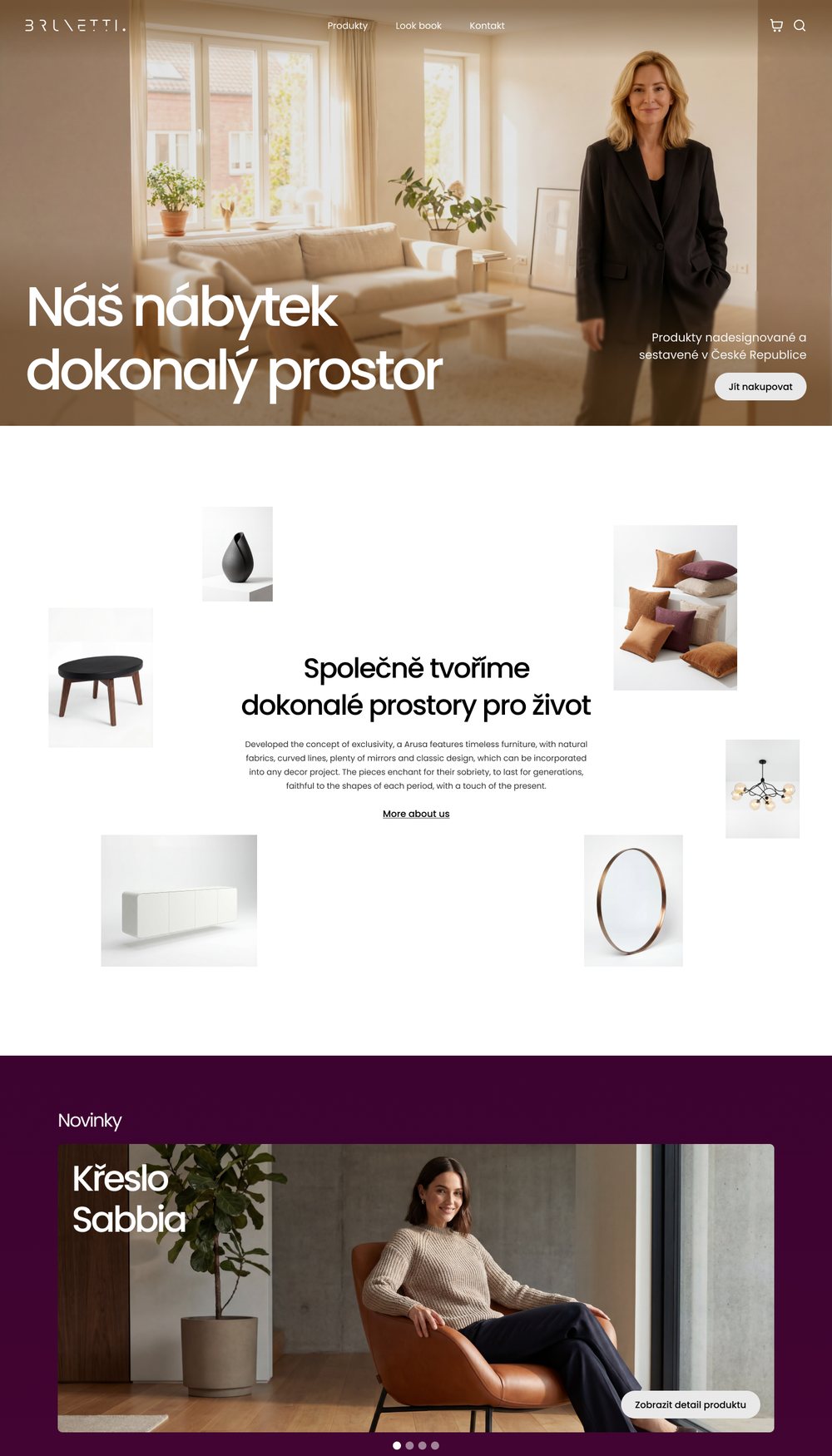 Ukázka webu značky BRUNETTI zobrazená v notebooku