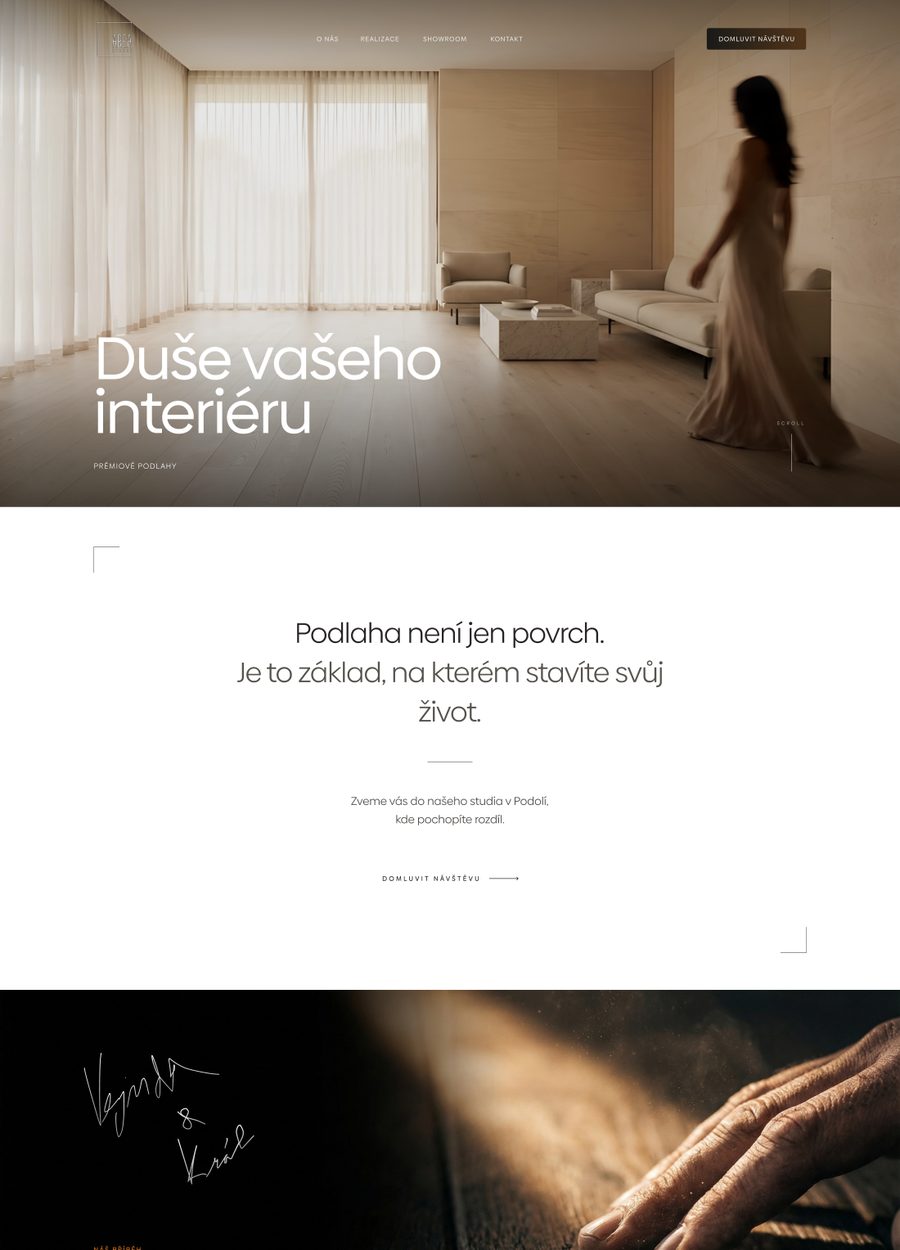 Návrh webu interiérového studia AREA v teplých tónech