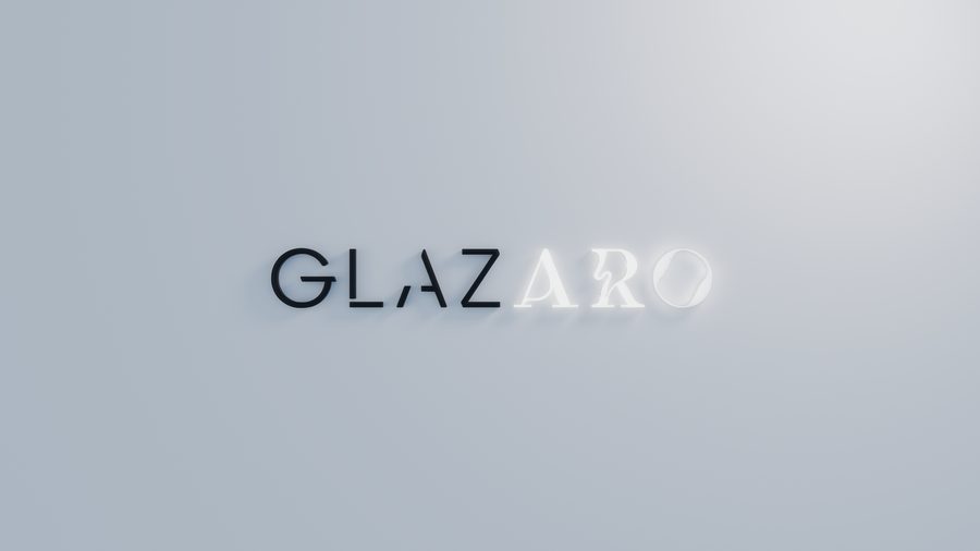 Světlá varianta loga GLAZARO na jemném pozadí